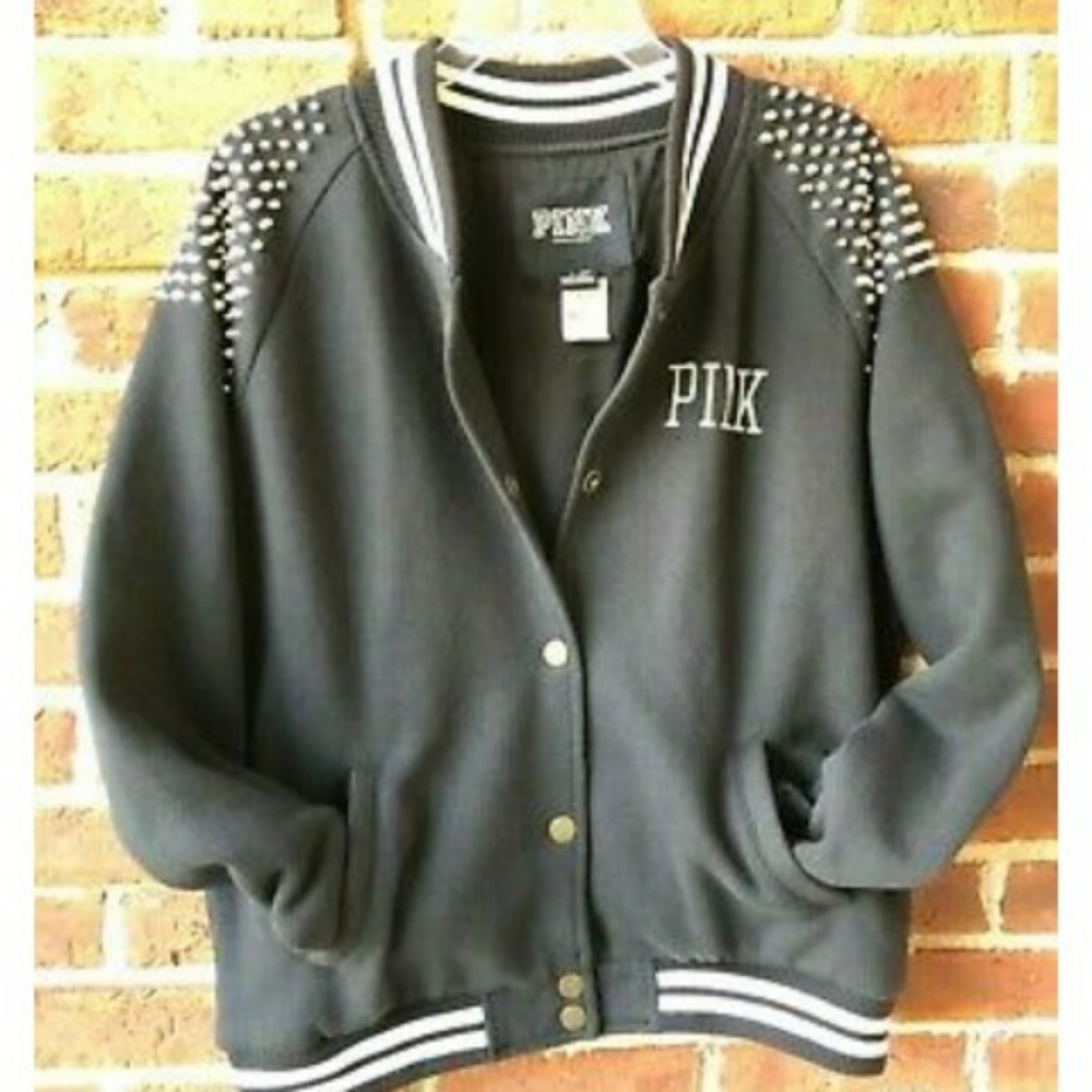 Pink studded Varsity Jacket